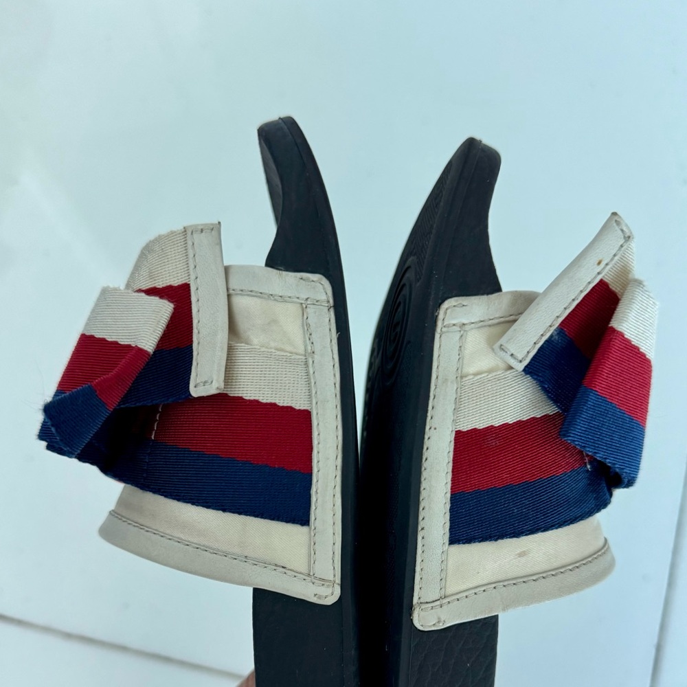 GUCCI Sylvie Web Bow Satin Slides - Picture 11 of 12